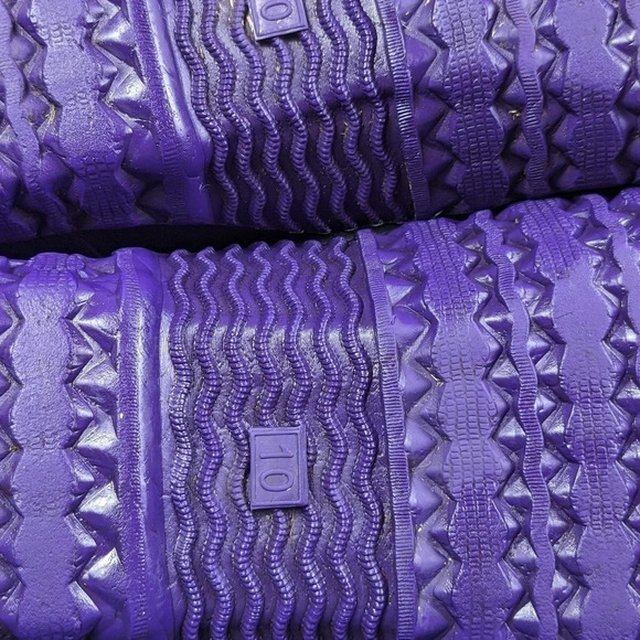 Wet weather rubber boots, rain, gardening, neoprene roll down purple floral 10 - Picture 10 of 15